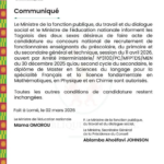 Concours recrutement enseignants Togo 2026